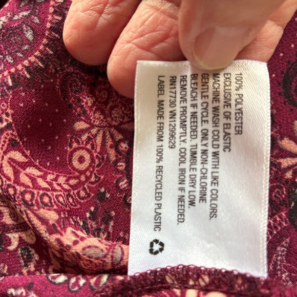 Knox Rose Boho-Chic Burgundy Paisley Smocked Blouse - XXL - Peasant, Prairie - Picture 10 of 10